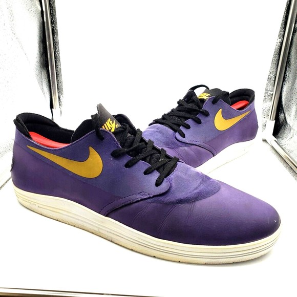 NIKE SB Lunar OneShot Low Top Sneakers Purple & Yellow Lakers (Men's Size 12) - Picture 2 of 7